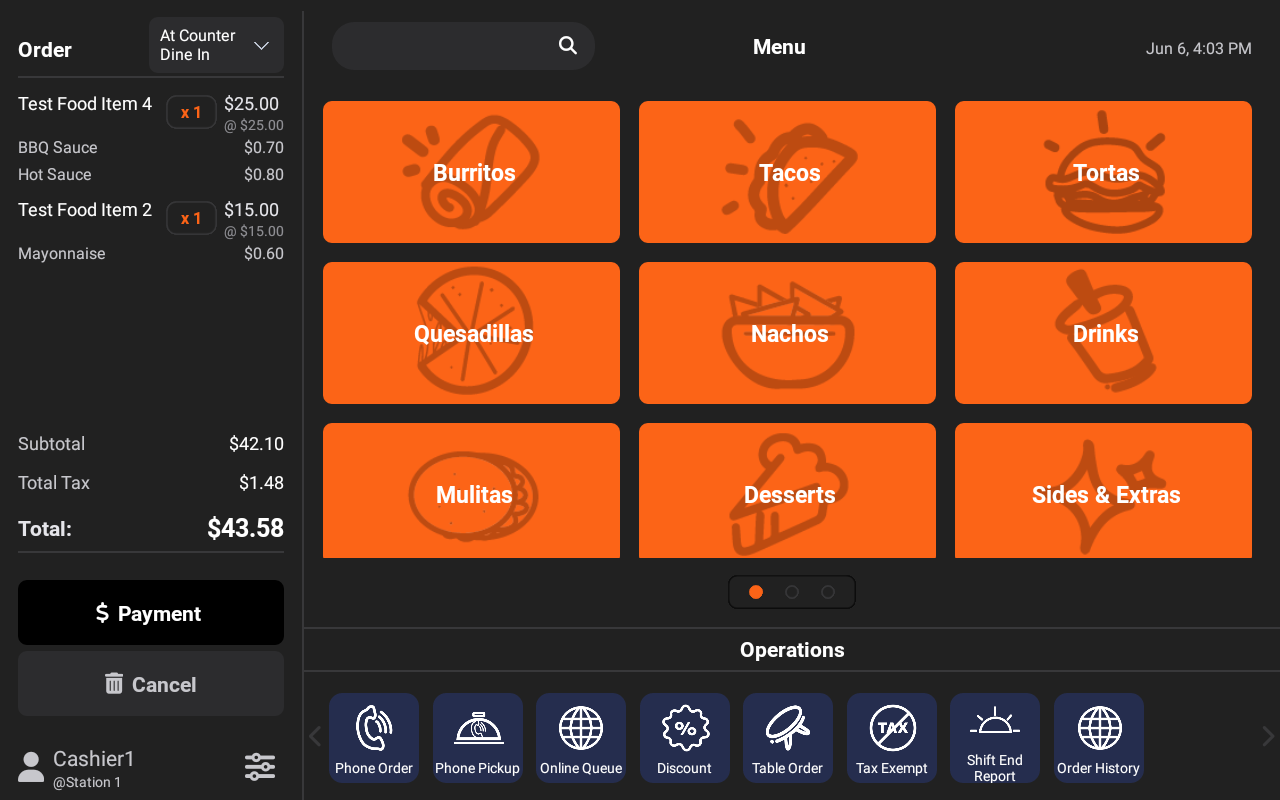 Plato Go POS Main Screen Screenshot